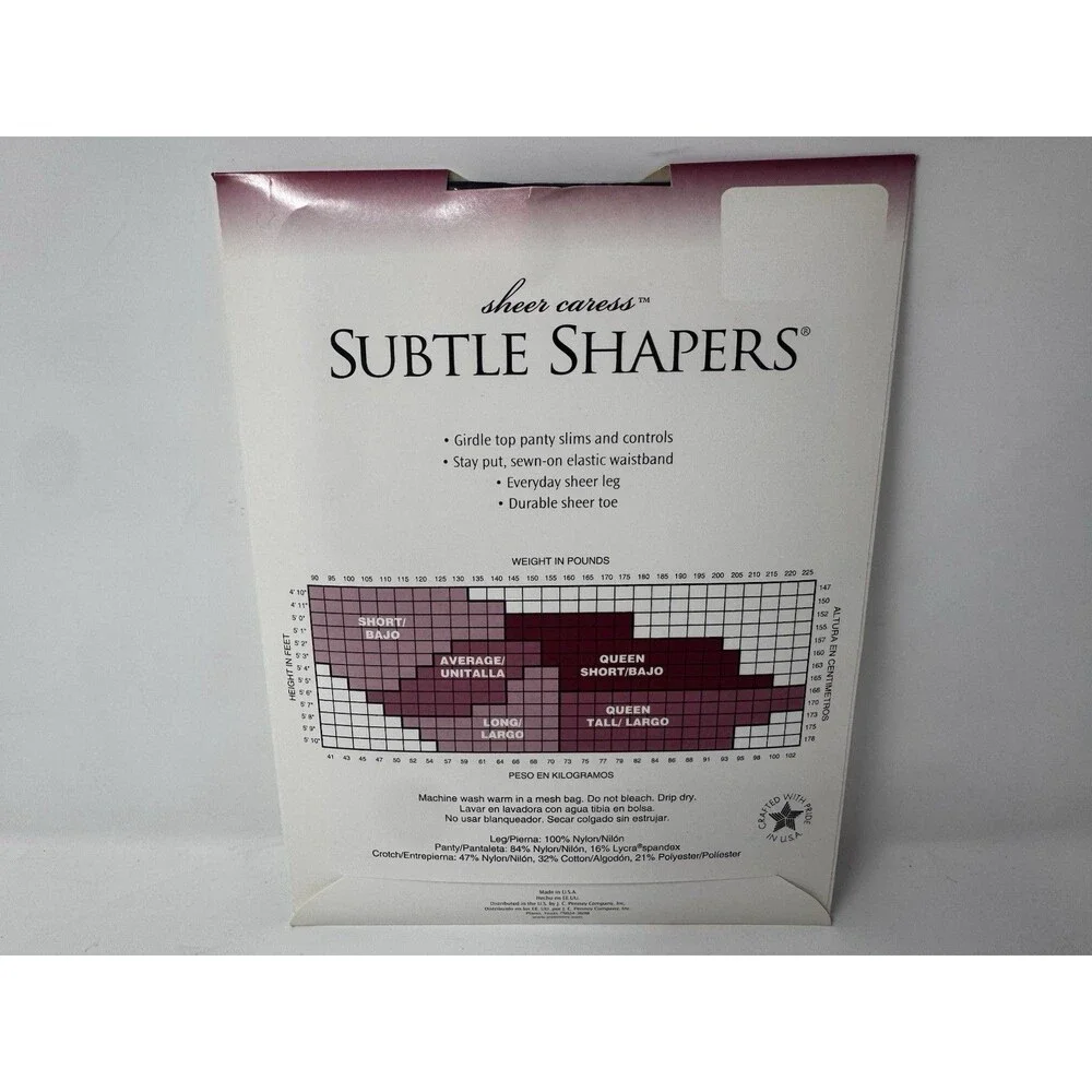 Sheer Caress Subtle Shapers Queen Short Navy 28 Pantyhose New Vintage JCP